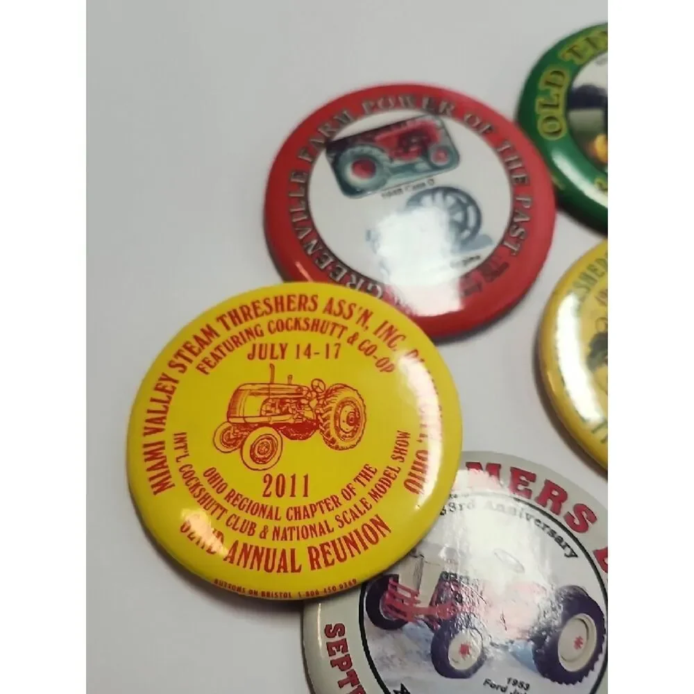 Tractor Collectible Button Set - Yellow, Red, Green